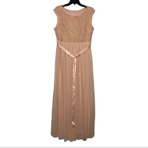 Haani Lace and Chiffon Peach Maxi Dress Sleeveless Homecoming size XL